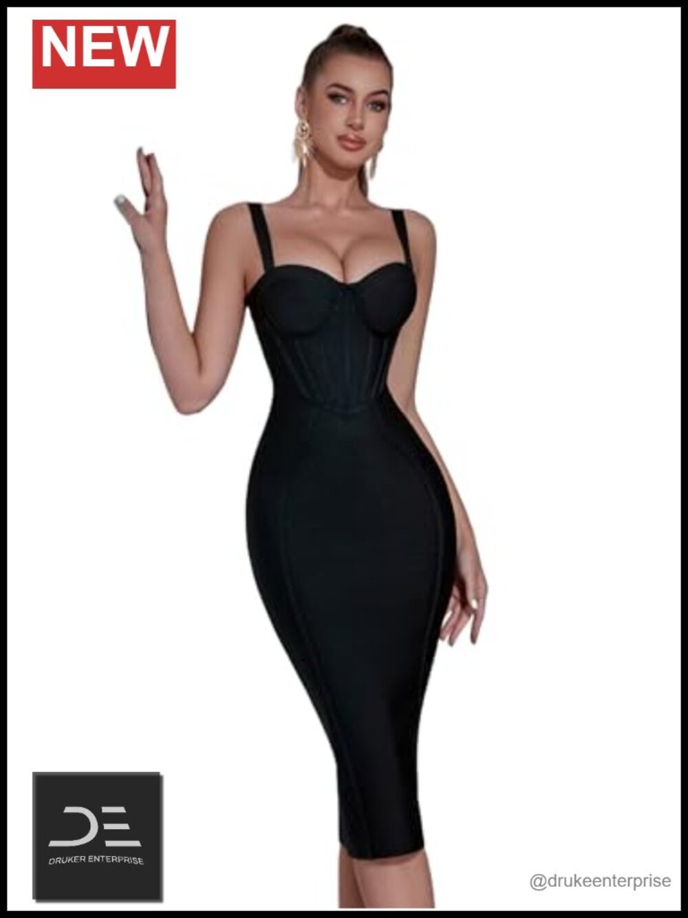 Bandage Bodycon Midi Dress Spaghetti Strap Sweetheart Neck Sleeveless Formal